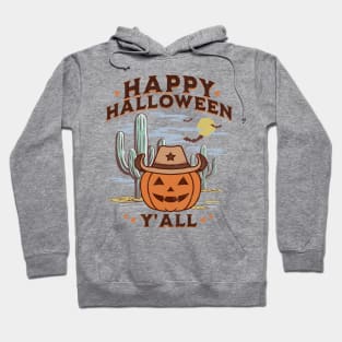 Western Halloween Happy Halloween Y'all Jack O Lantern Retro Pumpkin Hoodie